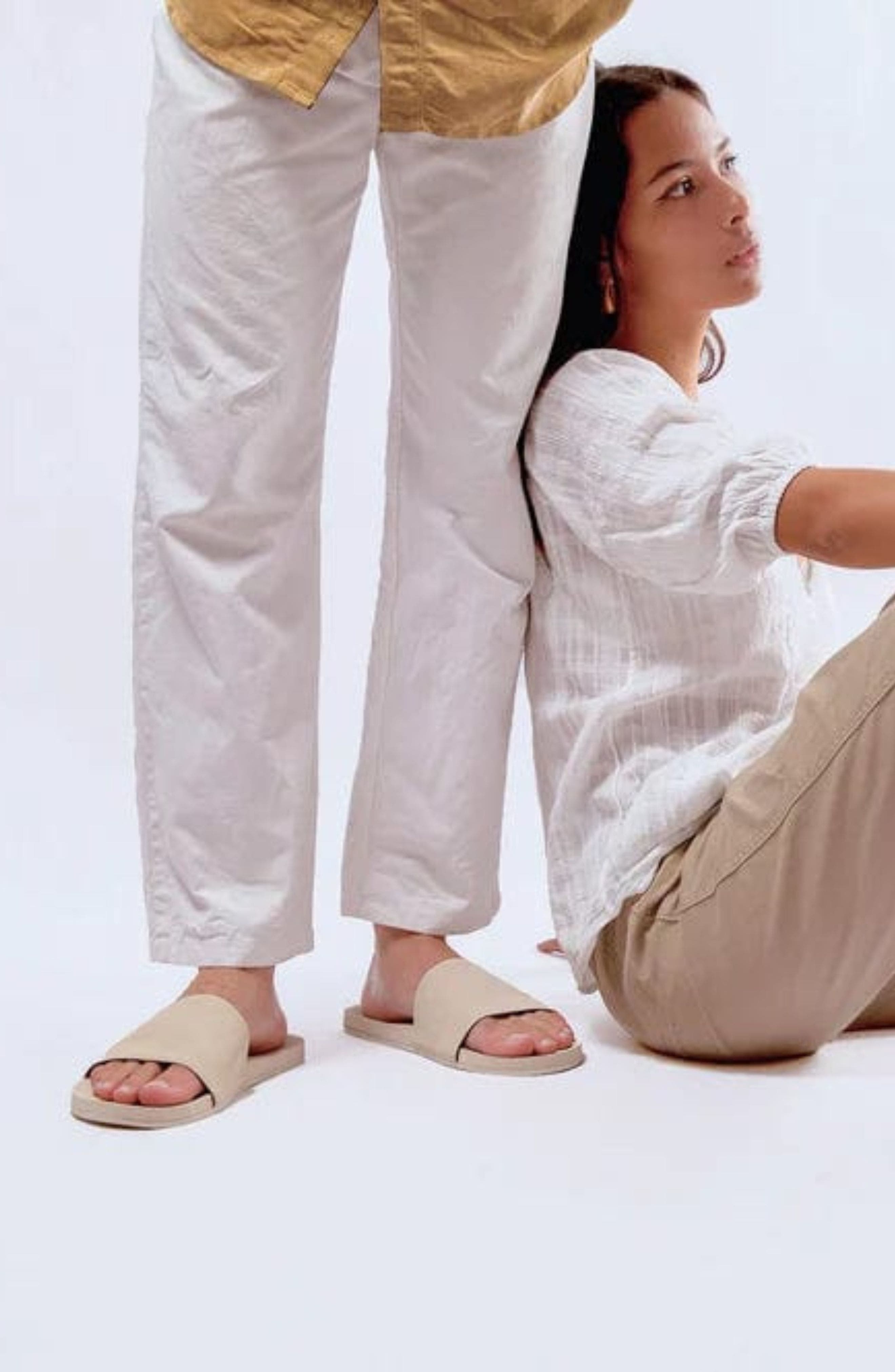 Indosole Responsibly-Made Sneaker Sole Slide Sandals, Alternate, color, Sea Salt / Sea Salt Sole