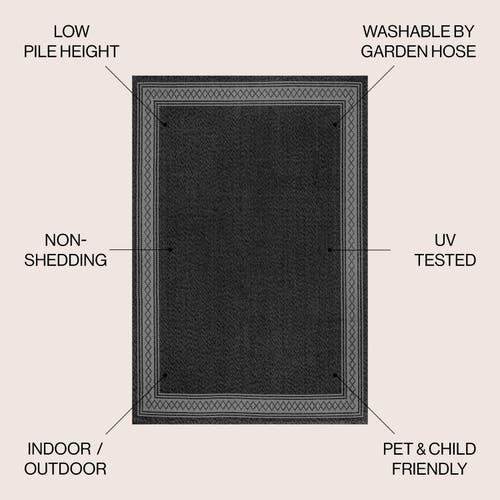 Jonathan Y Lucia Classic Diamond Border Indoor/outdoor Area Rug In Black/gray