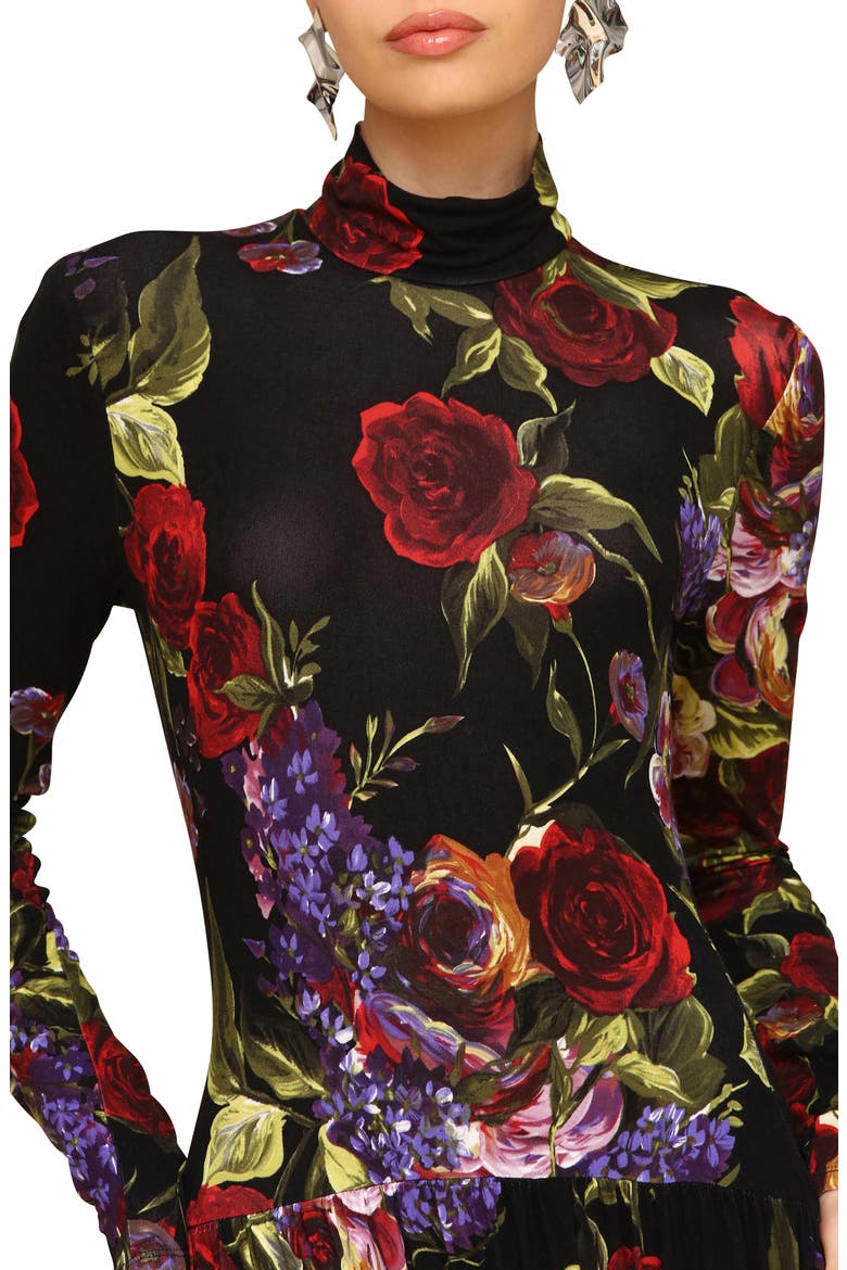Floral Long Sleeve Jersey Maxi Dress, Alternate, color, DARK PORTOFINO ROSE