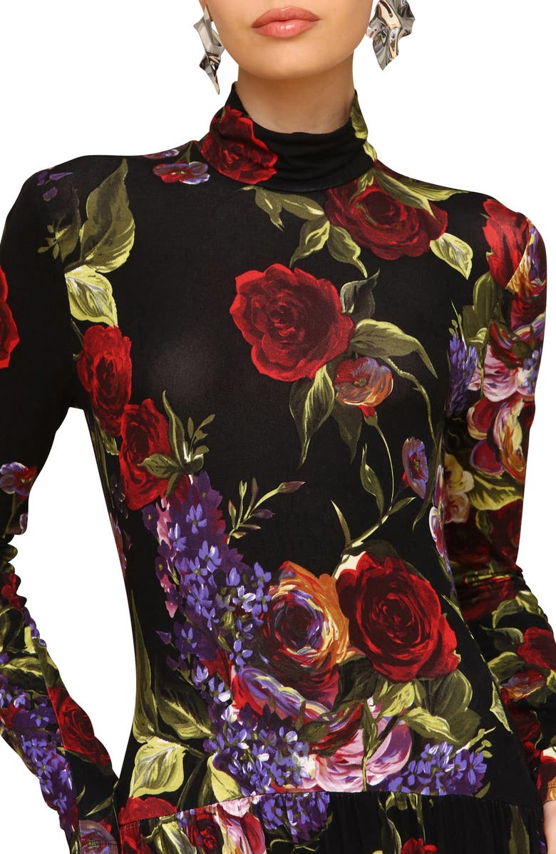 Avec Les Filles Floral Long Sleeve Jersey Maxi Dress, Alternate, color,