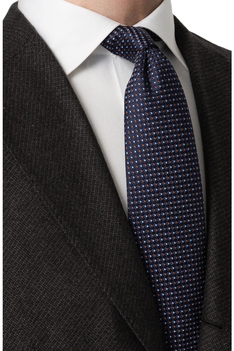 Neat Silk Tie, Alternate, color, NAVY