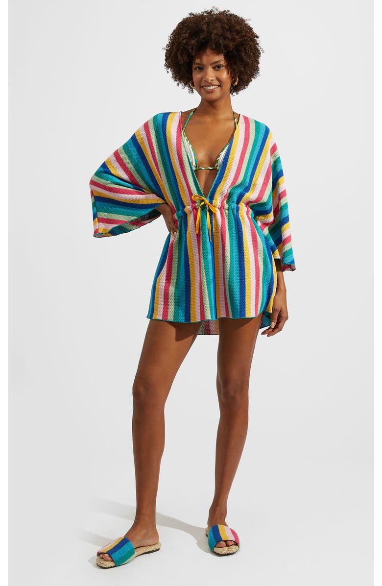 La DoubleJ Costiera Mini Dress Multicolor Turquoise, Alternate, color, Multicolor Turquoise
