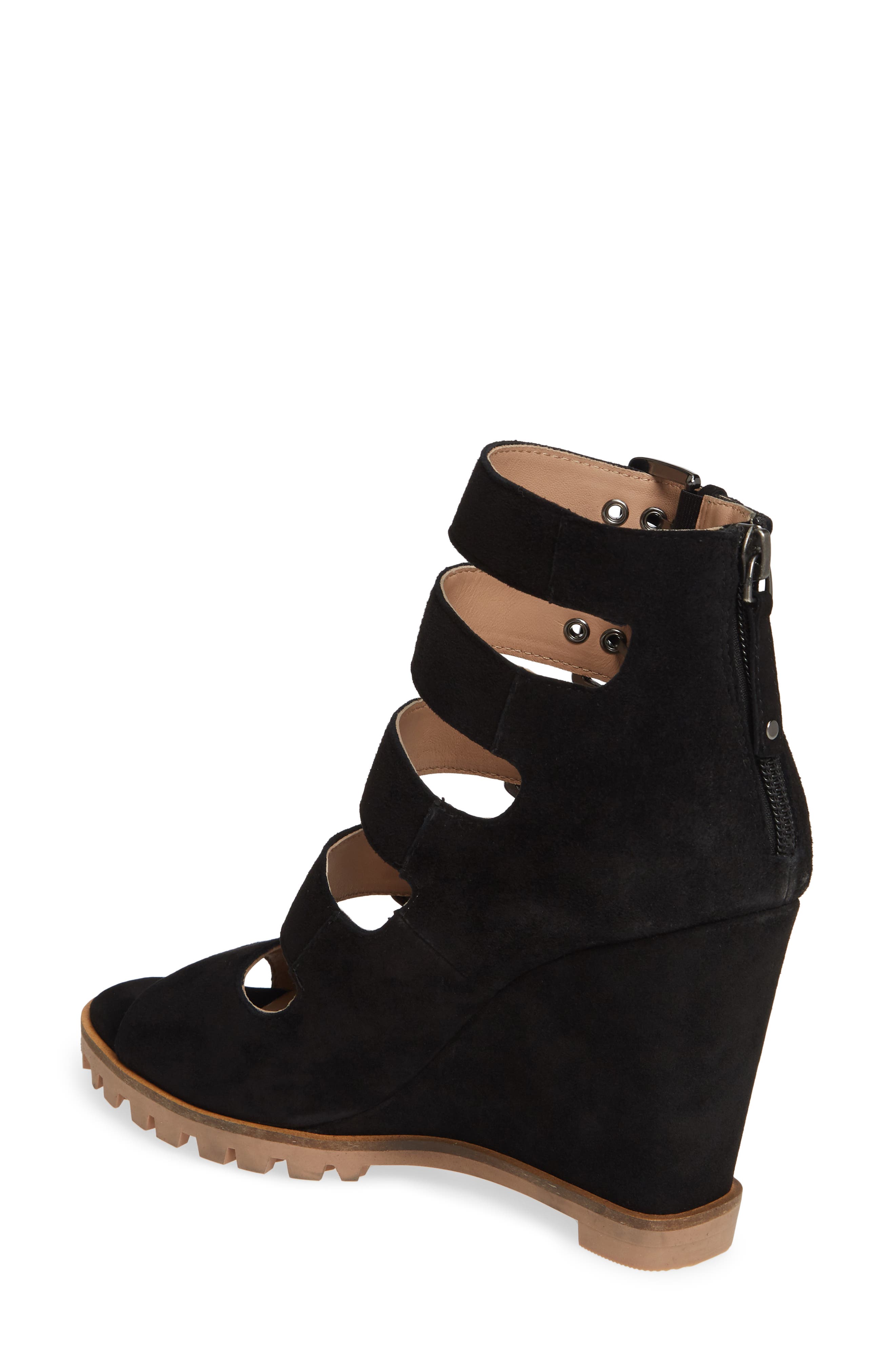 Linea Paolo Wisteria Buckle Wedge Sandal, Alternate, color, Black