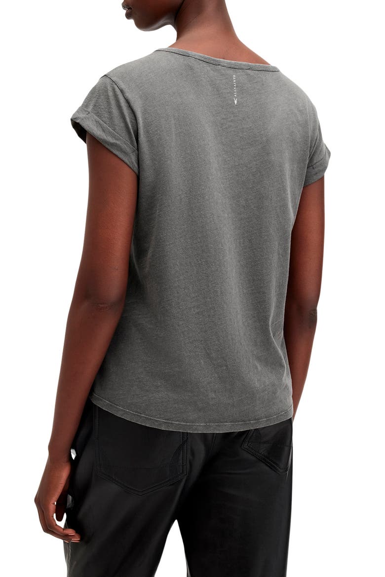 Anna V-Neck Cotton T-Shirt, Alternate, color, ACID WASHED BLACK