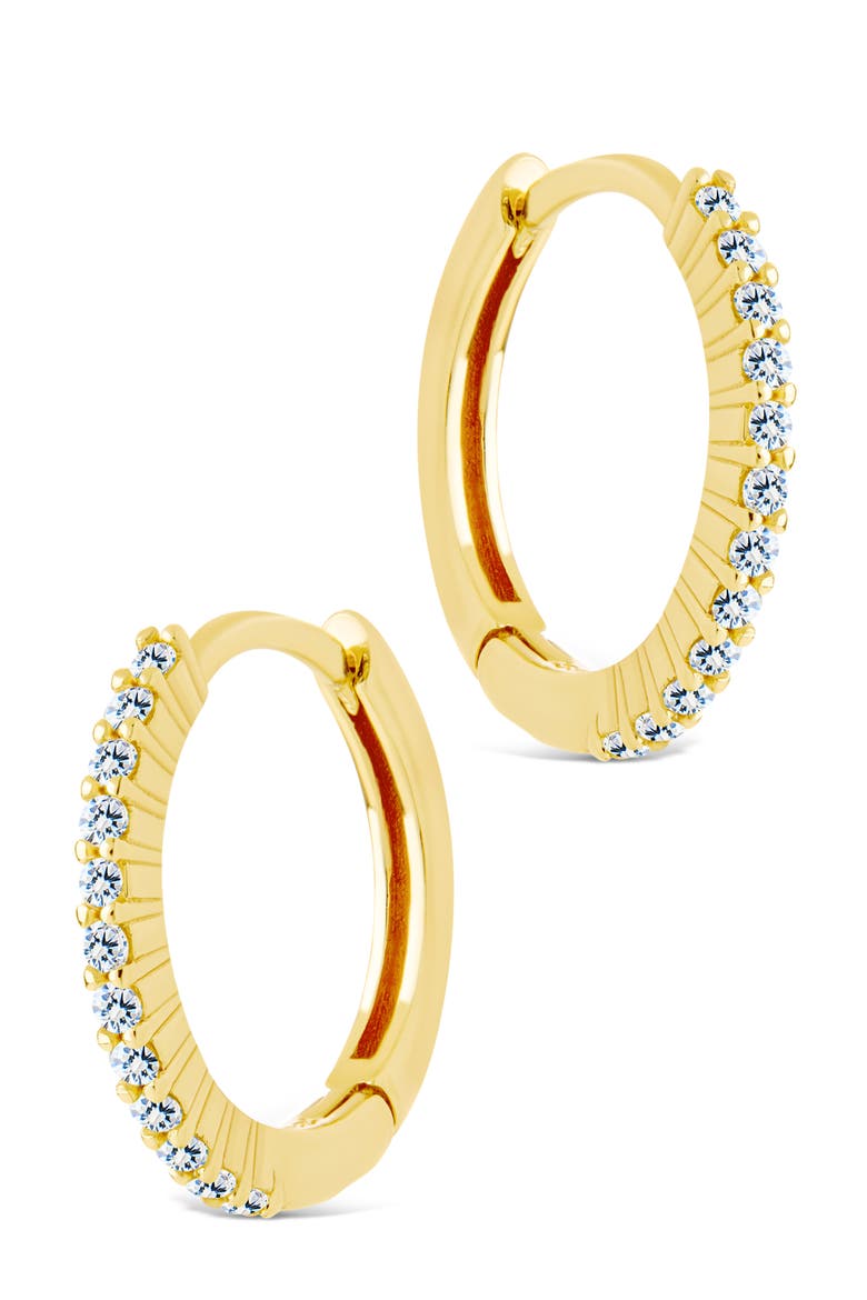 Pavé Cubic Zirconia Micro Huggie Hoop Earrings, Alternate, color, GOLD