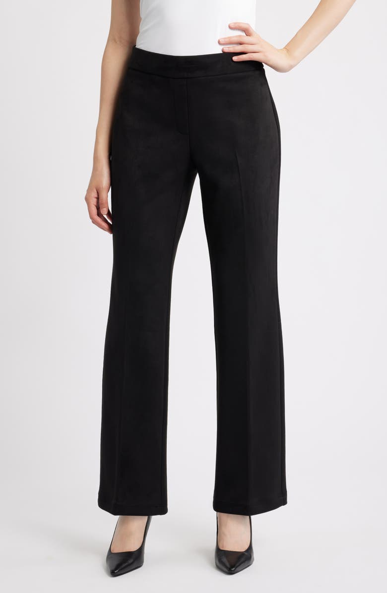 KASPER Faux Suede Pants, Main, color, Black
