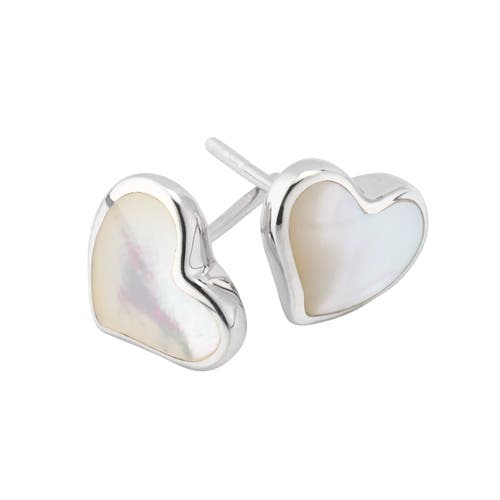 Jan Leslie Heart Stud Earring Set In Sterling Silver In Metallic