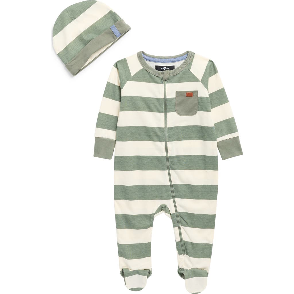 7 For All Mankind Footie & Hat Set In Multi