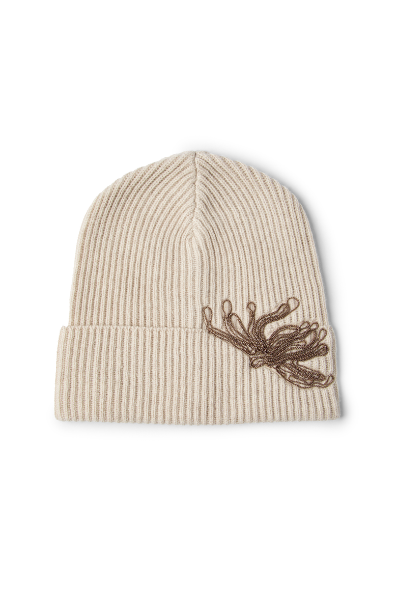 Brunello Cucinelli Cashmere knit beanie with monili, Main, color, Beige