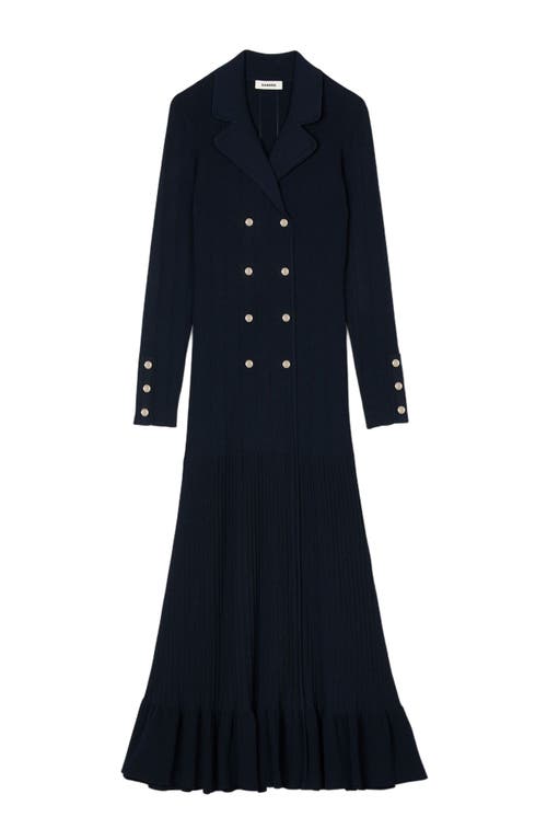 Sandro Knit Maxi Dress In Navy Blue