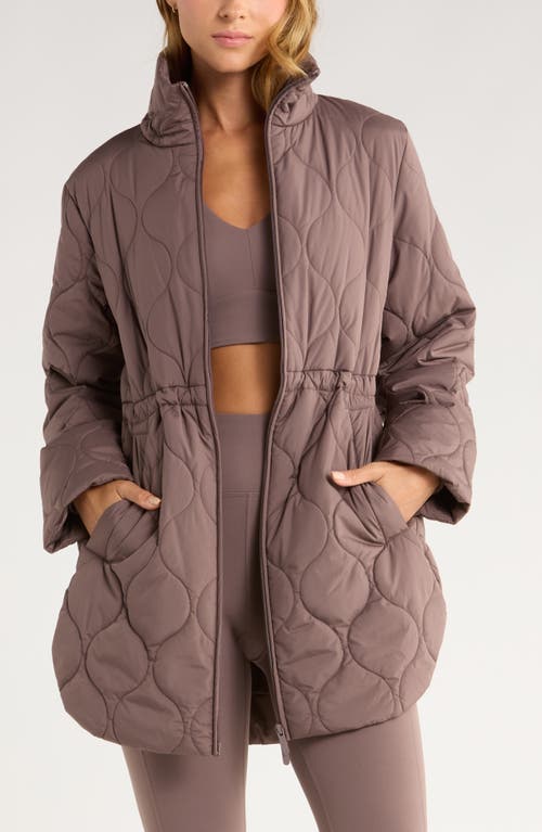 Zella Skyline Longline Quilted Jacket In Purple