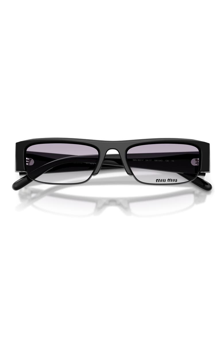 54mm Rectangular Sunglasses, Alternate, color, BLACK / CLEAR GRADIENT GREY
