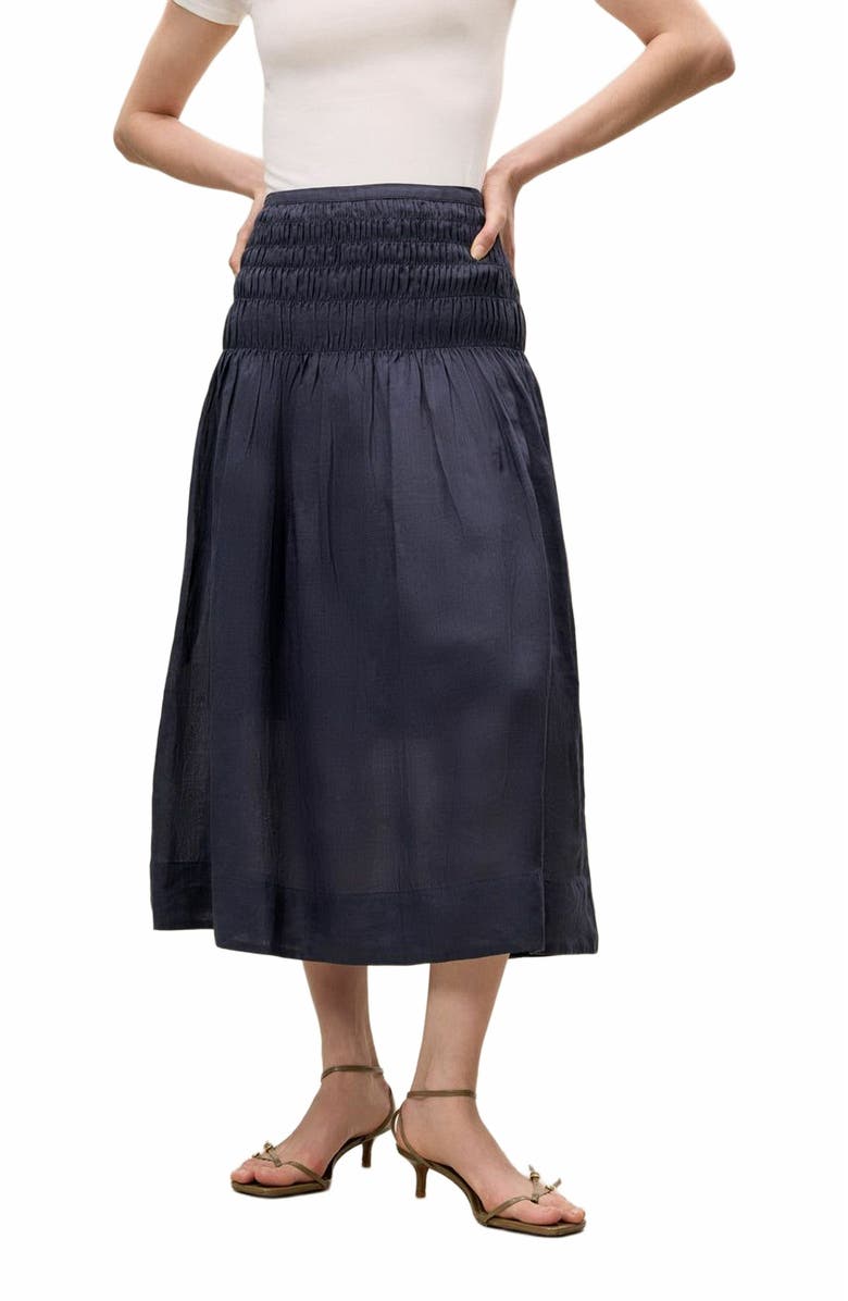 Rebecca Taylor Anya Ramie Skirt, Alternate, color, Navy