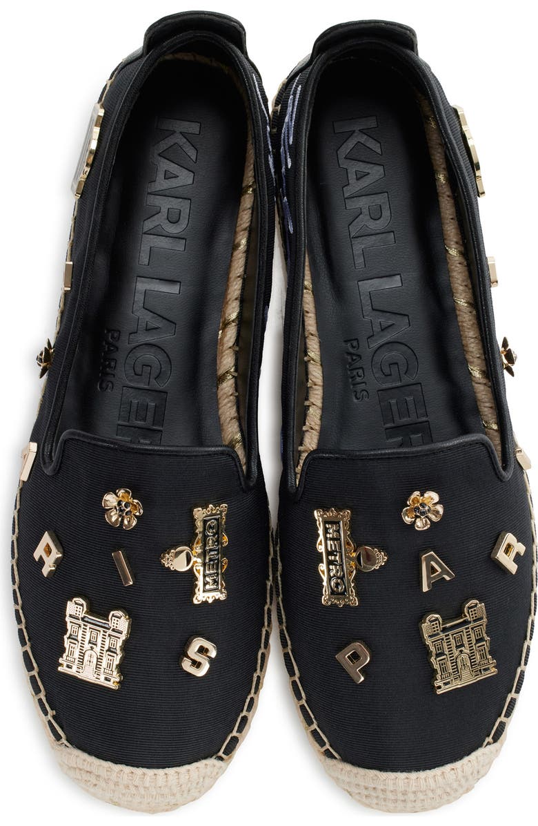 KARL LAGERFELD PARIS Michaela Espadrille Flat, Alternate, color, Black Rue Pins