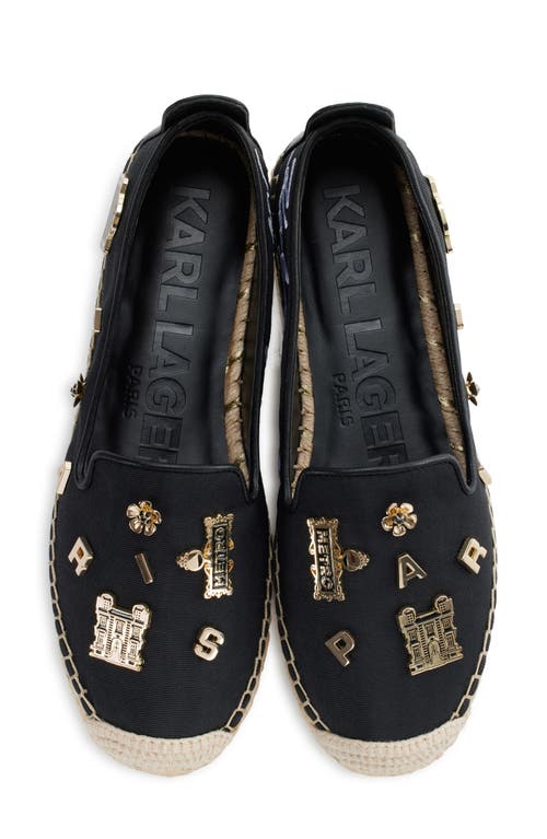 Karl Lagerfeld Michaela Espadrille Flat In Black Rue Pins