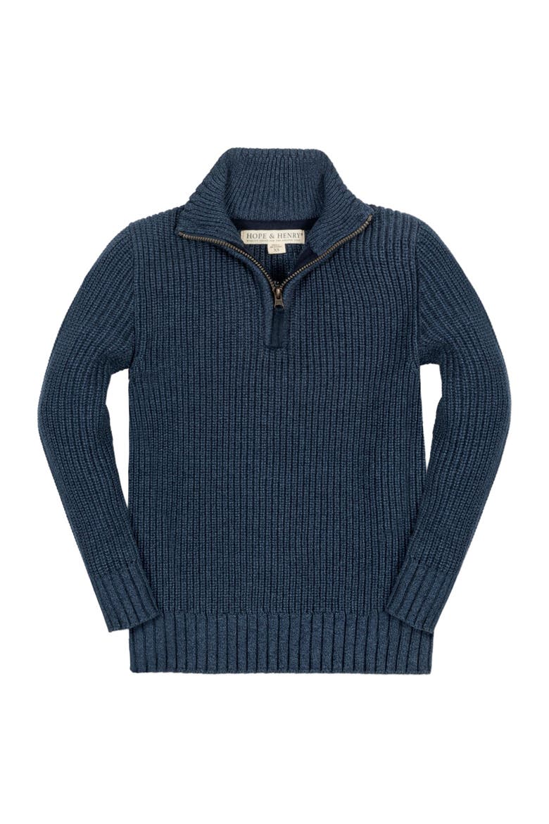 Boys' Organic Half Zip Sweater, Kids, Main, color, Navy Marl
