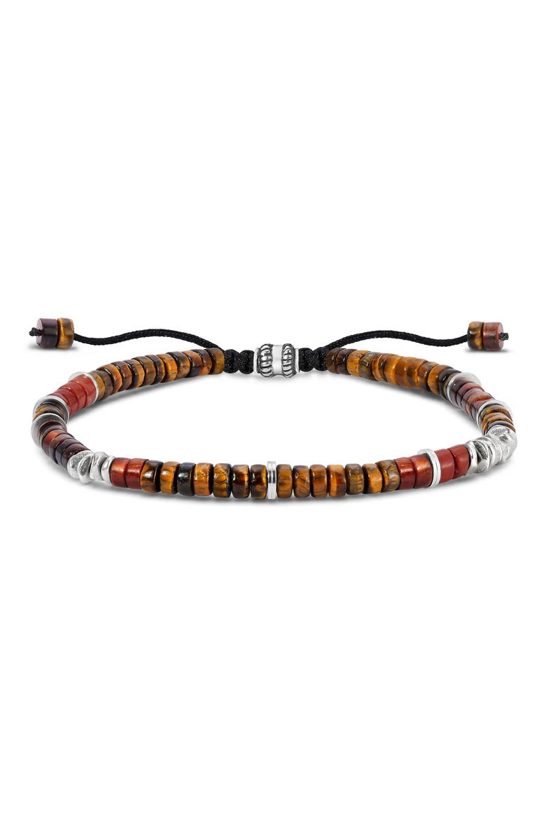 Men's Riverside Beaded Slider Bracelet, Main, color, TIGER EYE