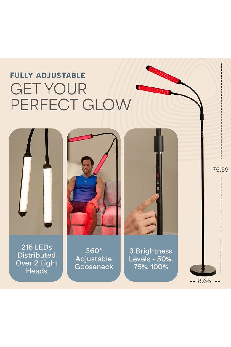 Red Light Therapy Lamp & Reading Lamp 850nm & 660nm Near Infrared Light for Body, Alternate, color, Dual Head