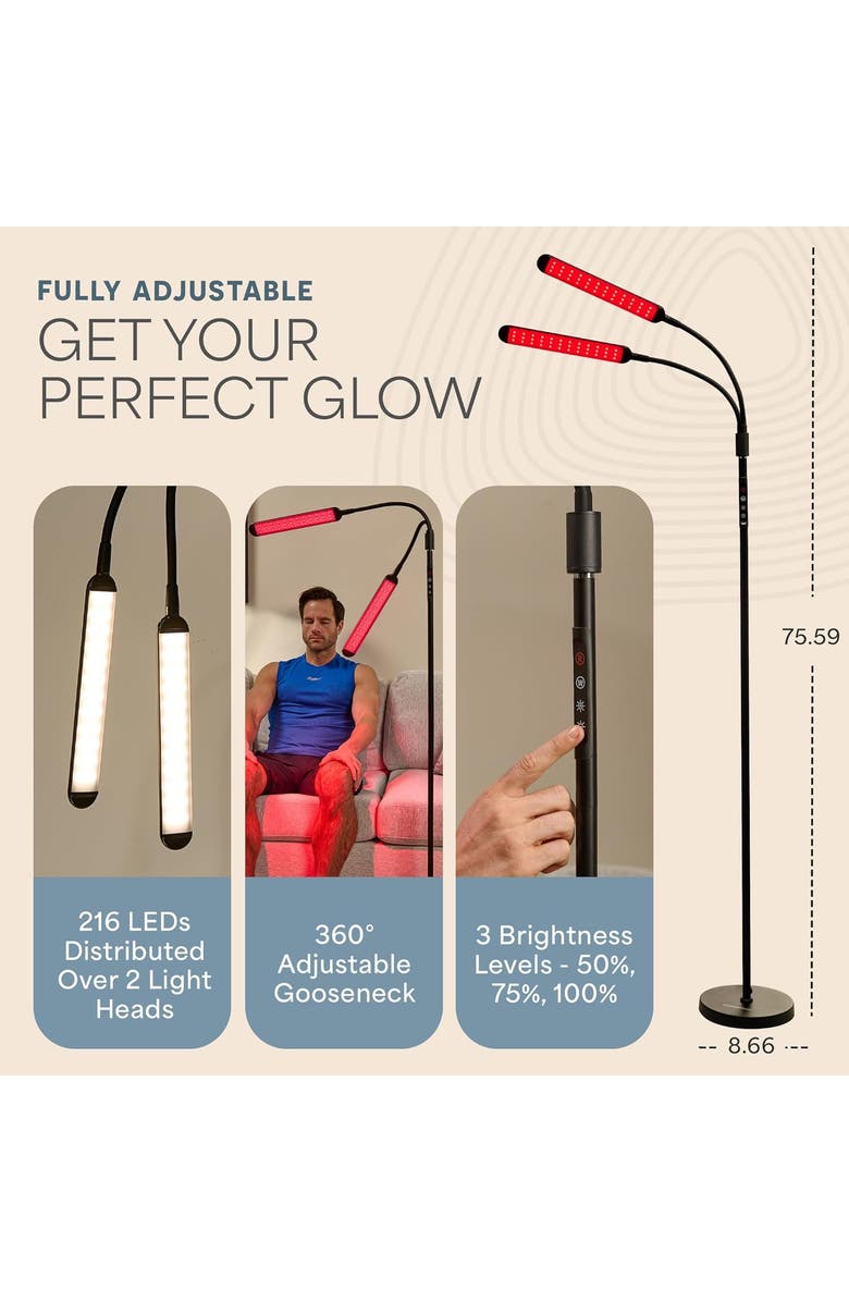 Lifepro Red Light Therapy Lamp & Reading Lamp 850nm & 660nm Near Infrared Light for Body, Alternate, color, Dual Head