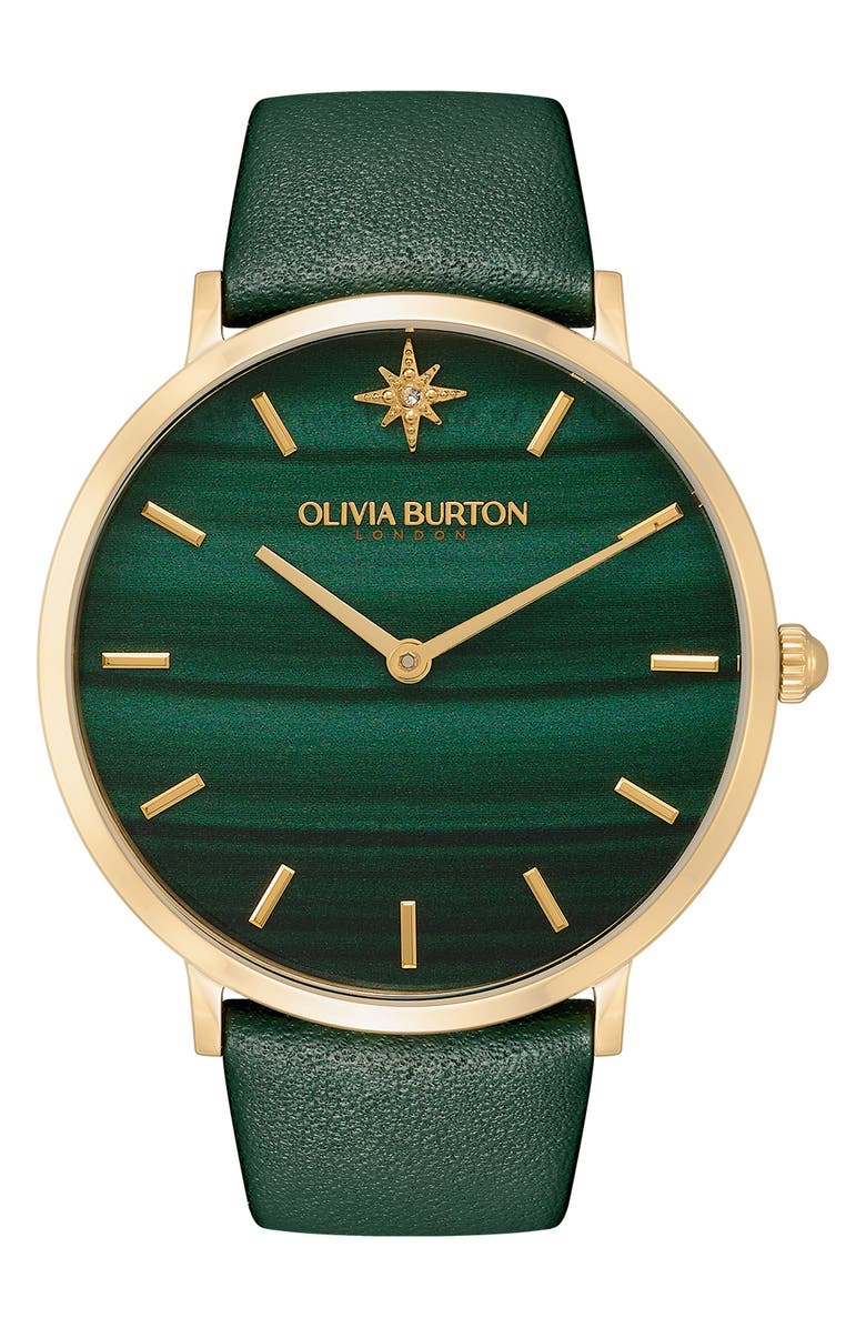 Olivia Burton Celestial Leather Strap Watch, 40mm, Main, color,