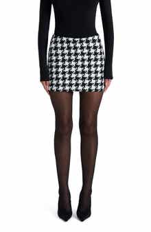Naked Wardrobe Houndstooth Check Tweed Miniskirt