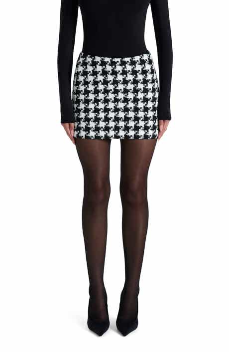 Naked Wardrobe Houndstooth Check Tweed Miniskirt
