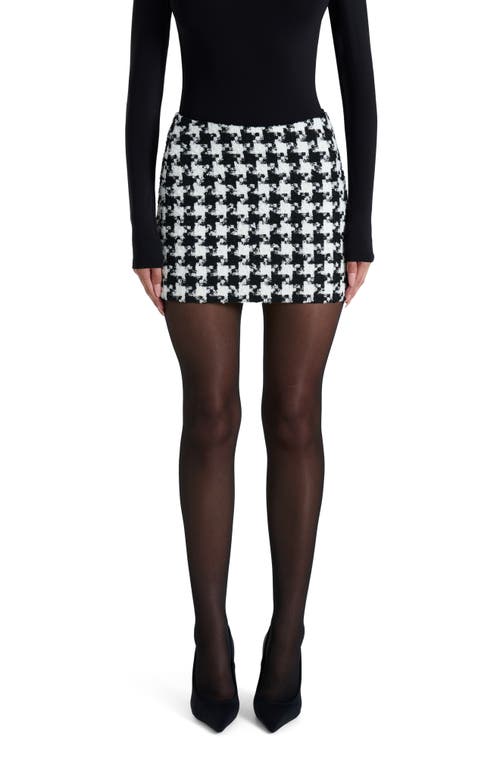 Naked Wardrobe Houndstooth Check Tweed Miniskirt In Black