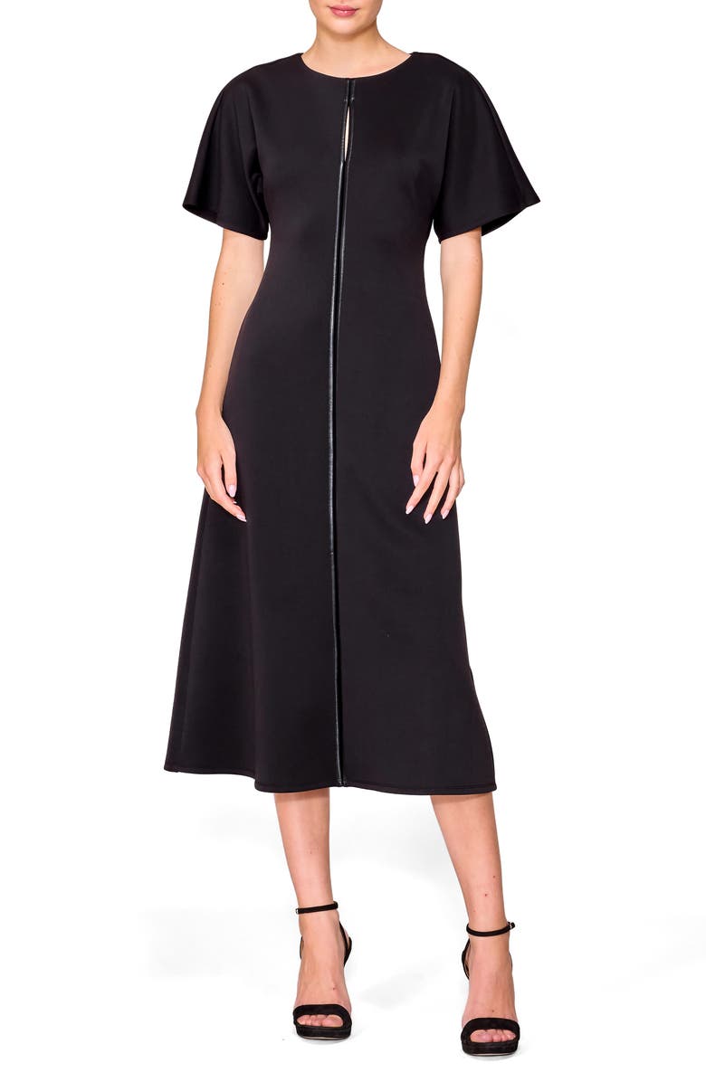 MELLODAY Luxe Keyhole Cutout Fit & Flare Dress, Main, color, Black