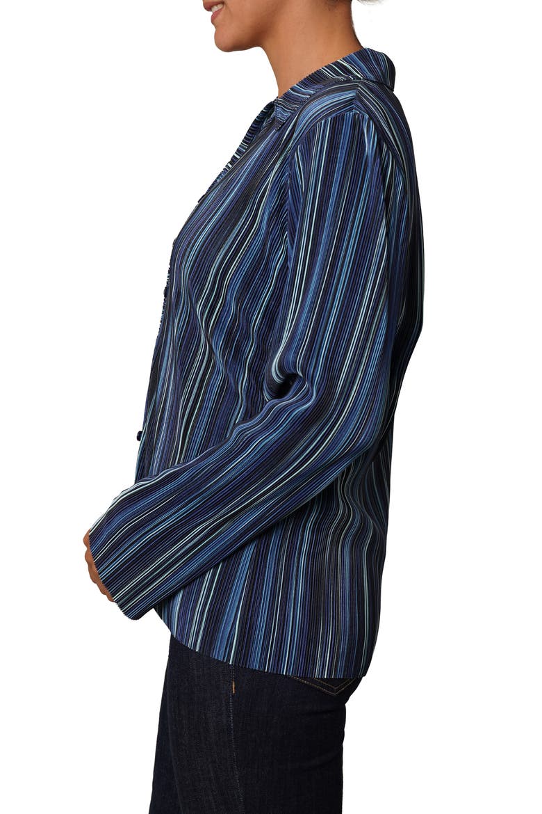 Plissé Button-Up Shirt, Alternate, color, TEAL COMBO