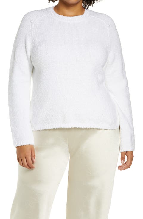 Crewneck Organic Cotton Blend Pebbled Sweater (Plus)