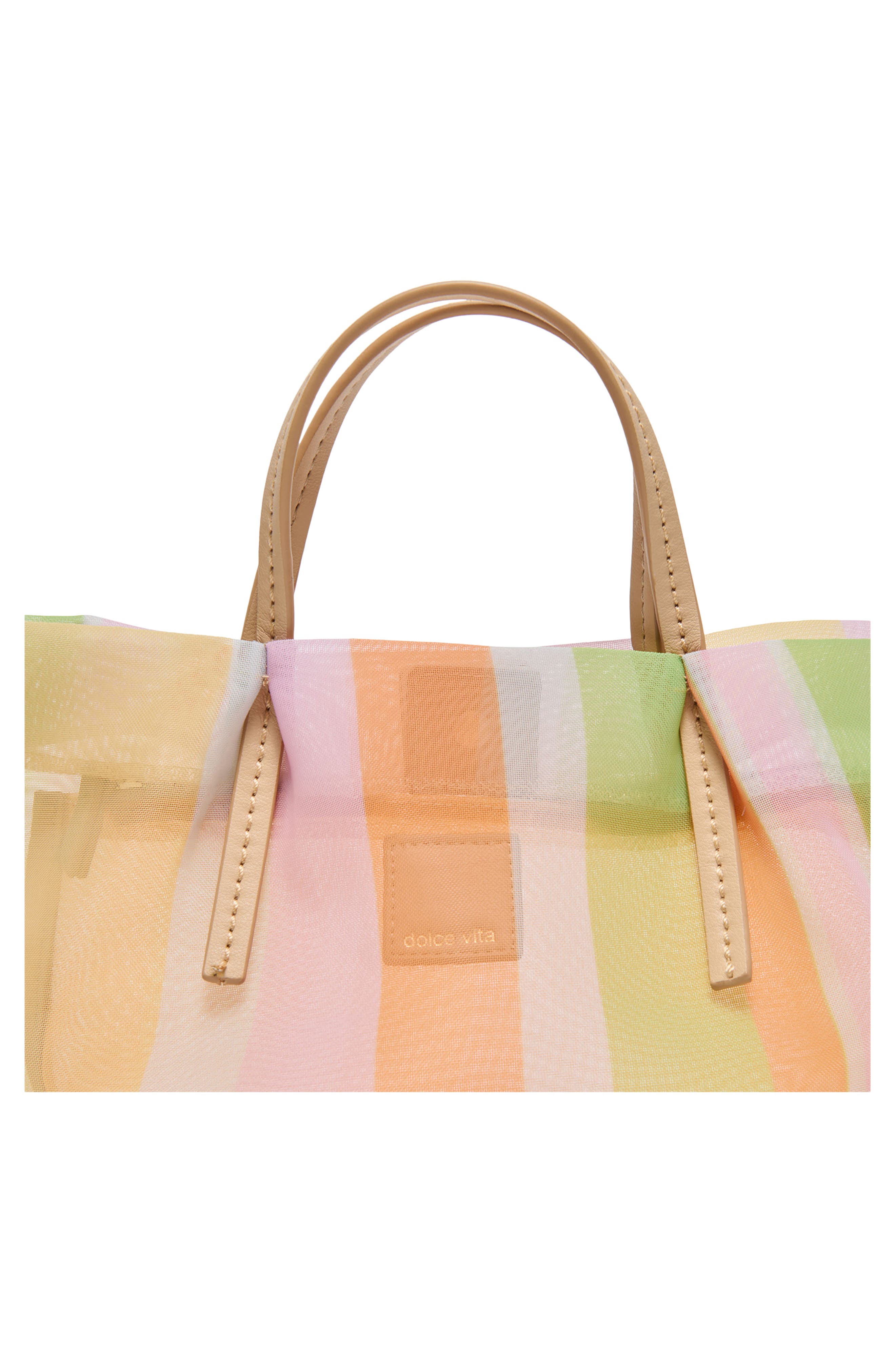 Selene Mesh Tote Bag, Alternate, color, PINK STRIPE MULTI