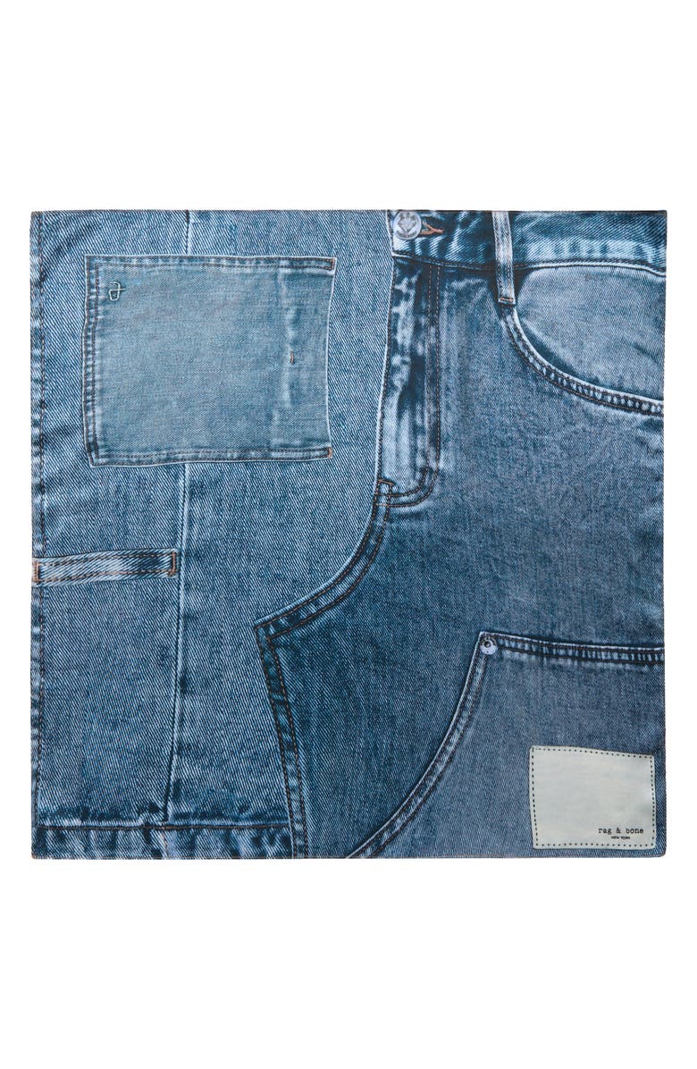 rag & bone Miramar Silk Scarf, Alternate, color, Light Wash Denim