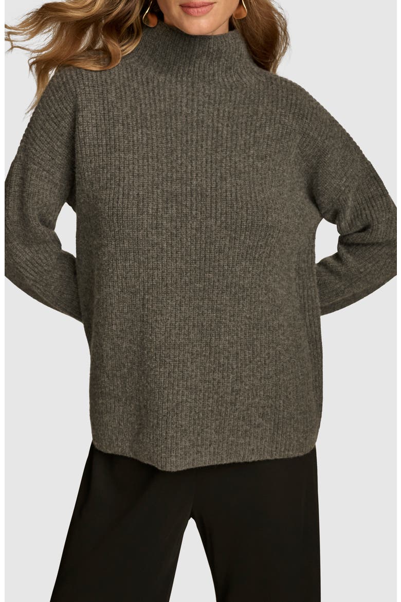 Merino Wool & Recycled Cashmere Mock Neck Sweater, Alternate, color, HEATHER IR