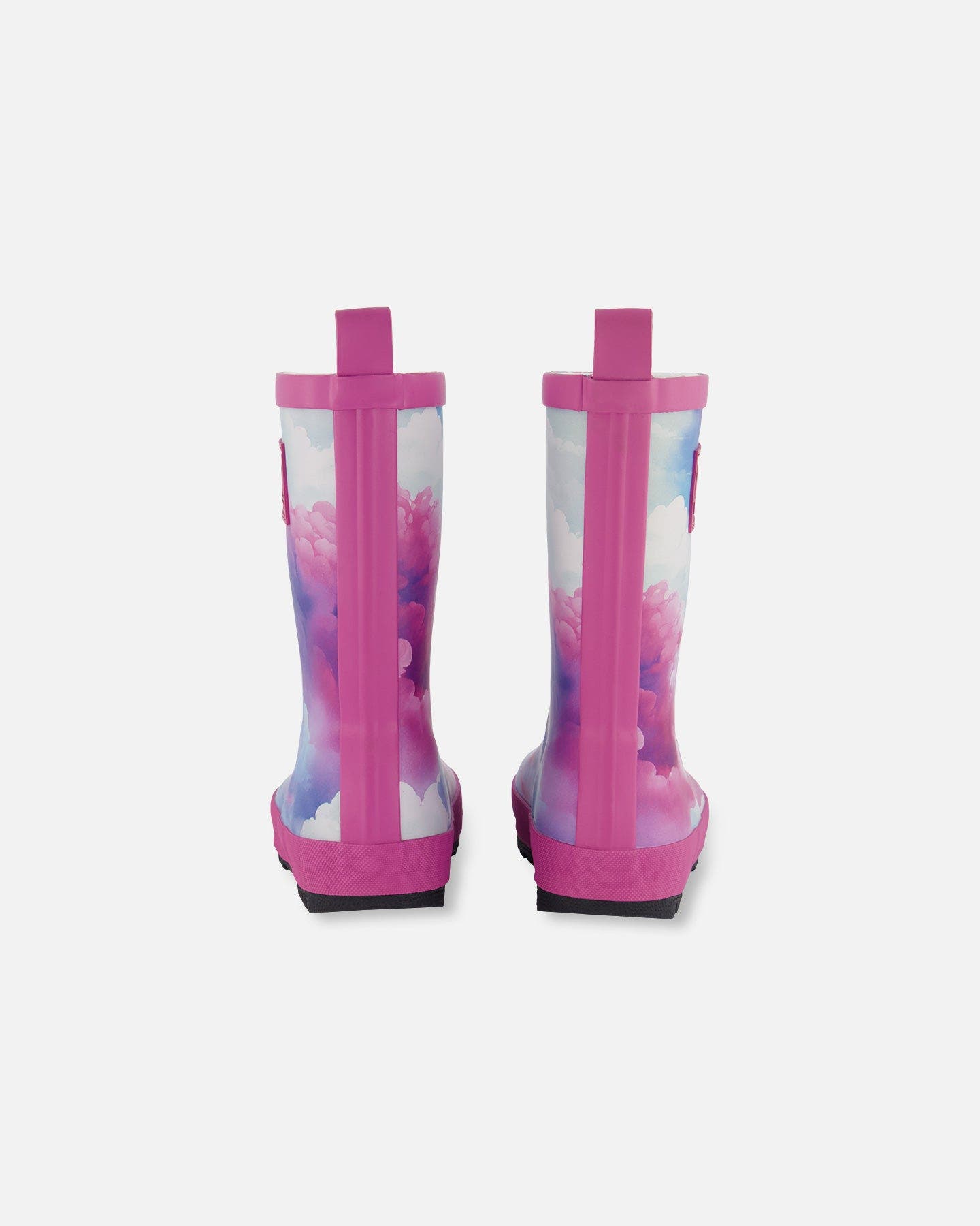 Deux par Deux Girl's Printed Rain Boots Multicolored And Vibrant Pink Background, Alternate, color, 