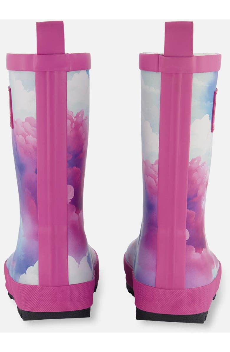 Deux par Deux Girl's Printed Rain Boots Multicolored And Vibrant Pink Background, Alternate, color,