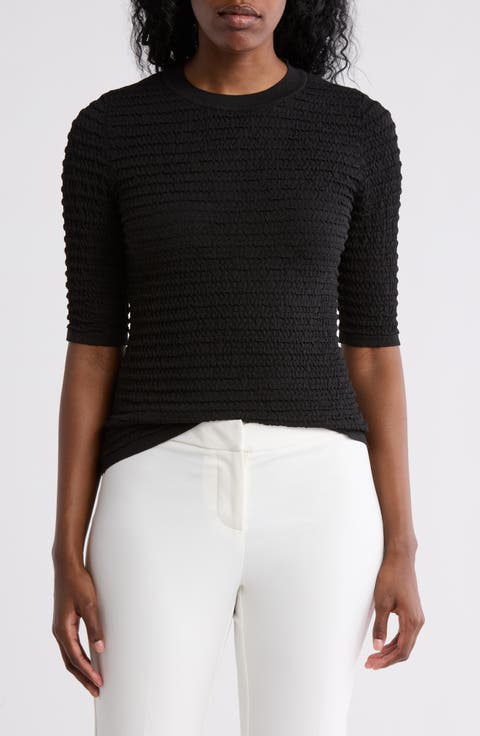 Textured Short Sleeve Knit Top