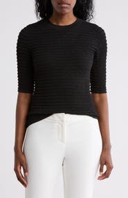 DKNY Textured Short Sleeve Knit Top