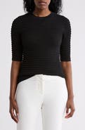DKNY Textured Short Sleeve Knit Top