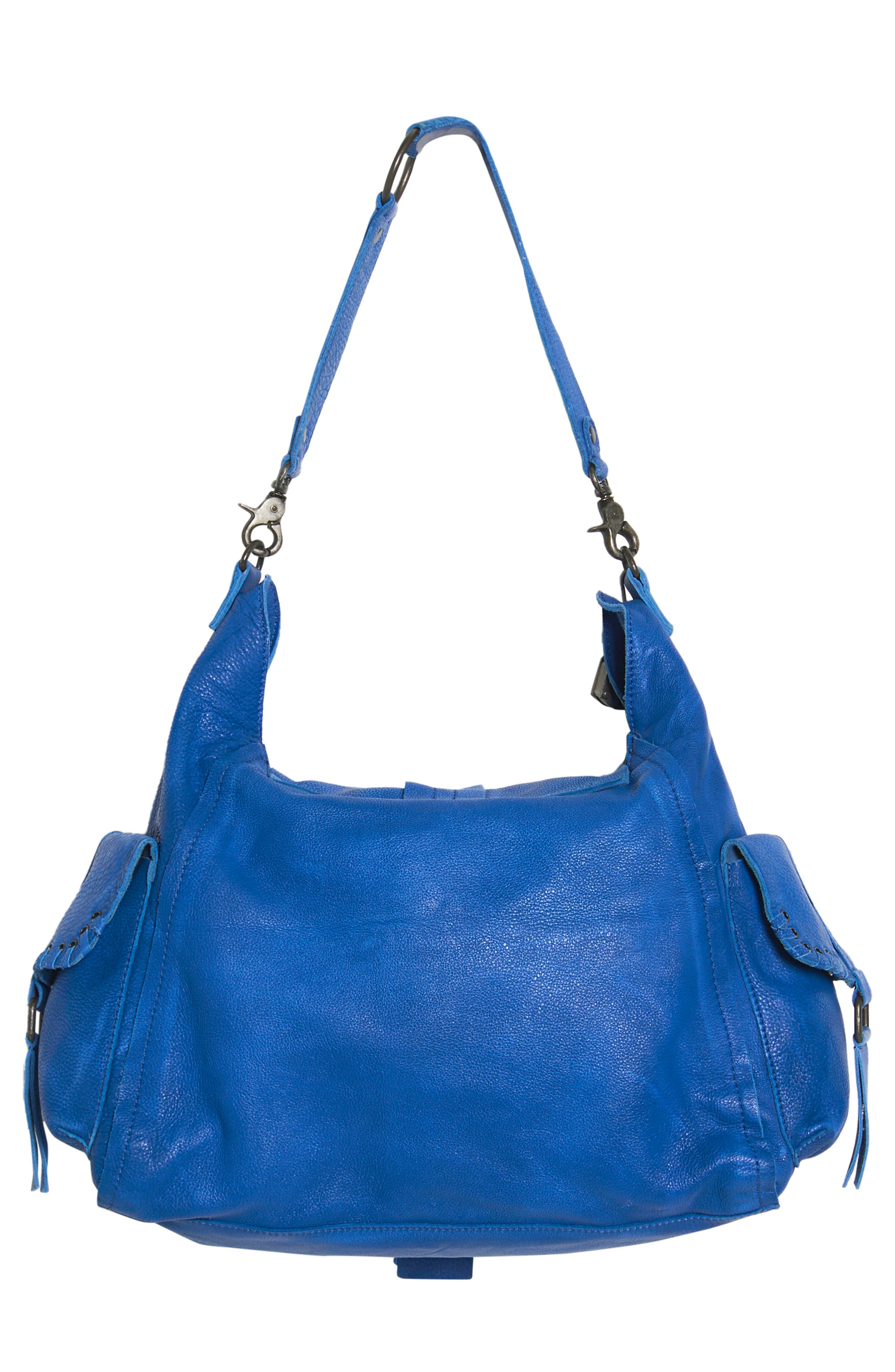 We The Free Leigh Distressed Leather Hobo Bag, Alternate, color, SAPPHIRE