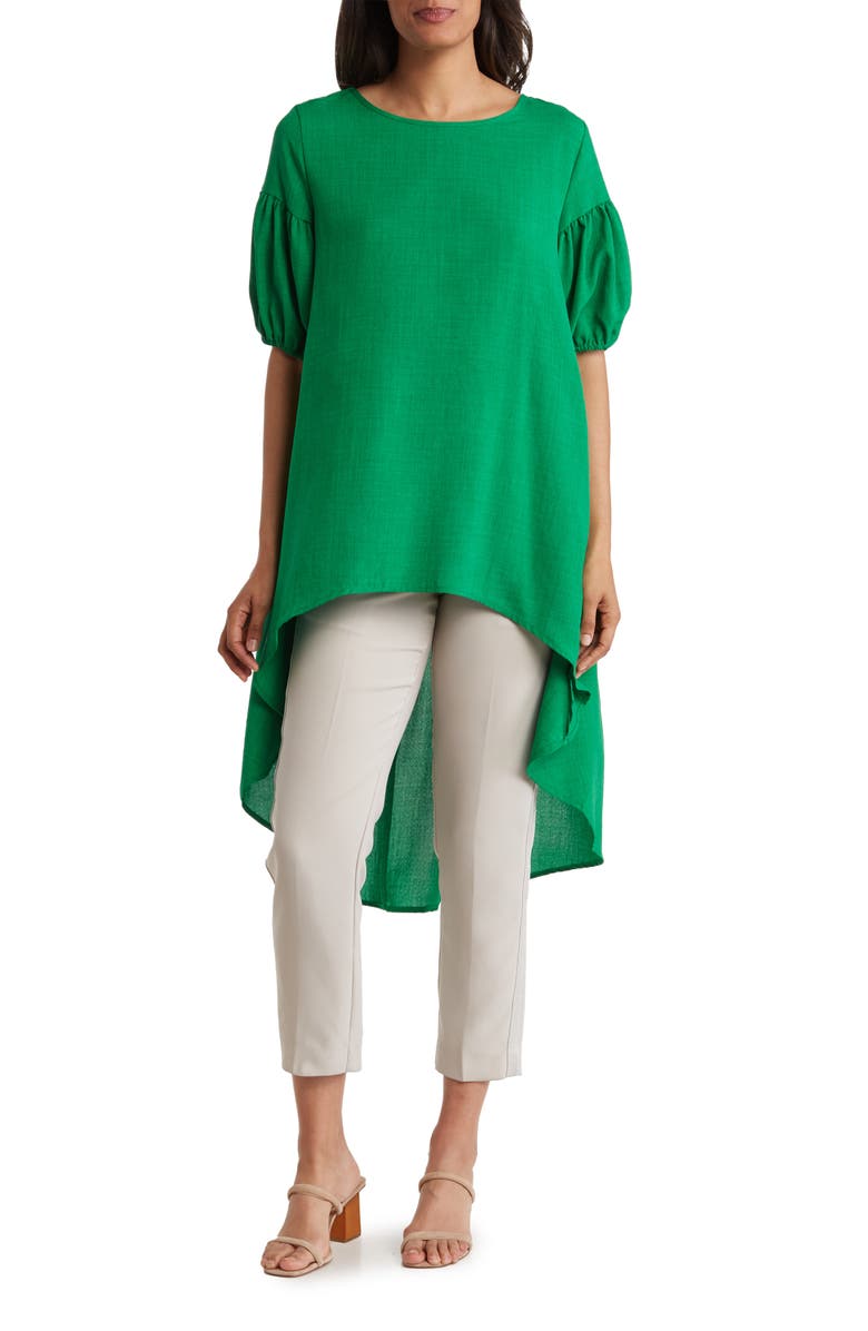 PATRIZIA LUCA Ruched Sleeve High-Low Tunic Top, Main, color, 