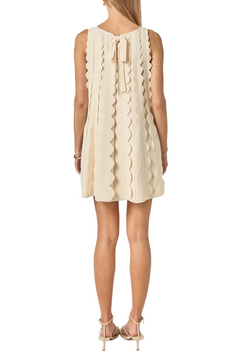 Scalloped Sleeveless Shift Dress, Alternate, color, CREAM