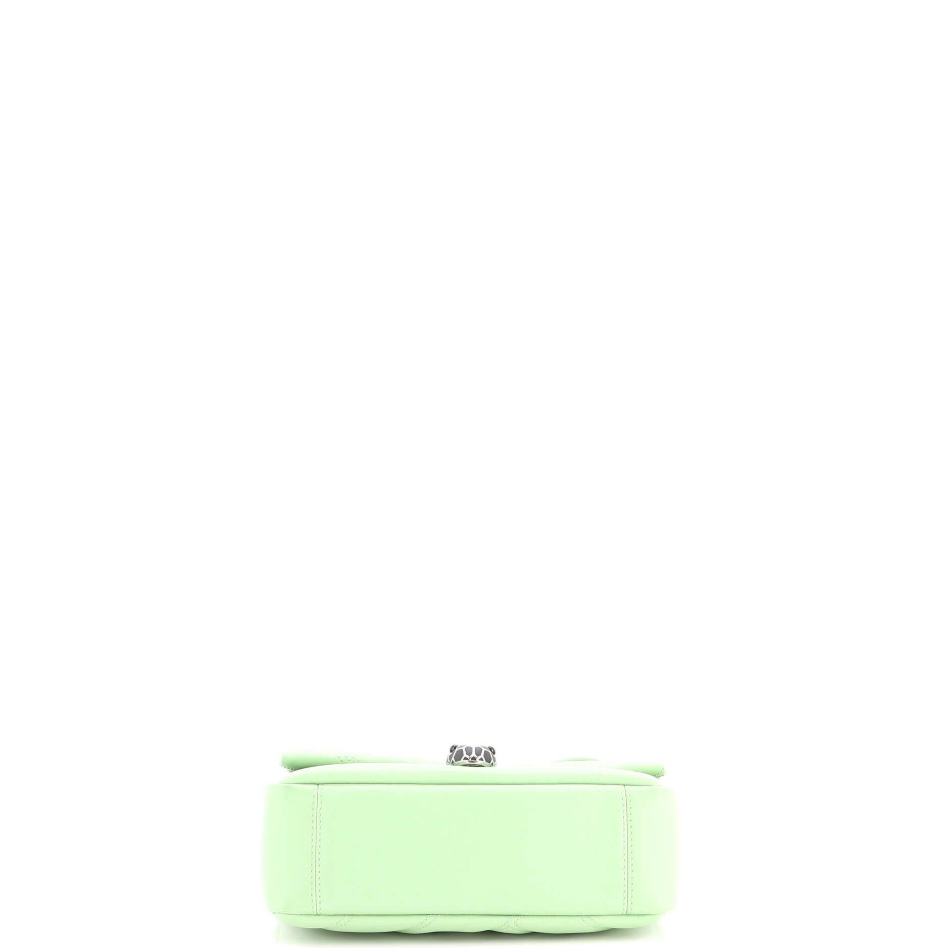 Serpenti Cabochon Shoulder Bag Diagonal Quilted Leather Small, Alternate, color, Green
