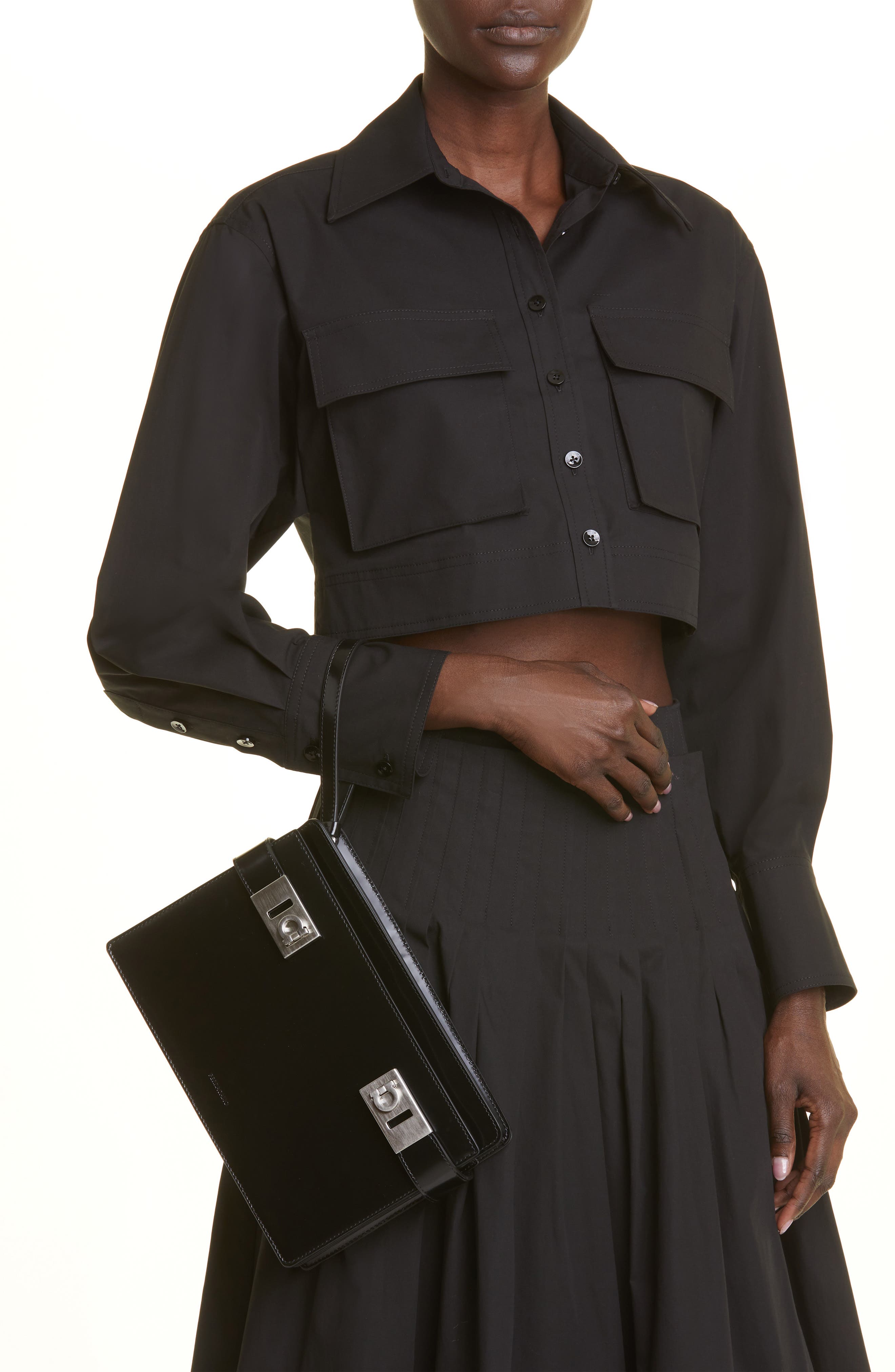 FERRAGAMO Twins Leather Zip Pouch, Alternate, color, 