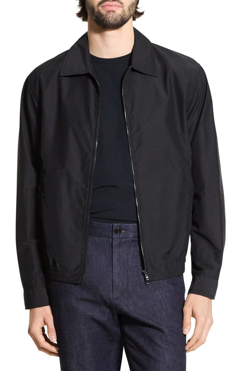 Theory Cotton & Nylon Zip Jacket, Main, color, Black