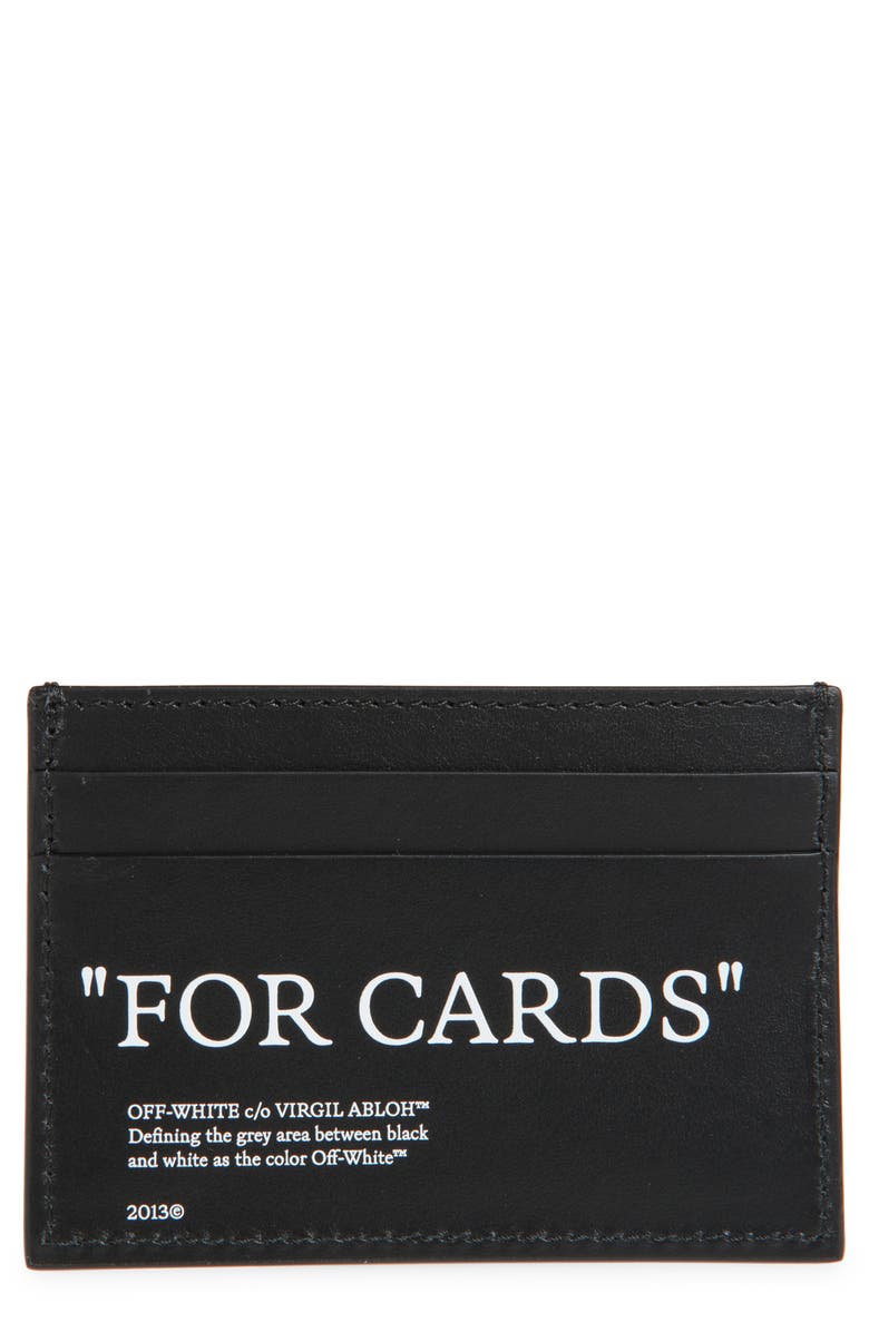 Off-White Quote Leather Card Case, Main, color,