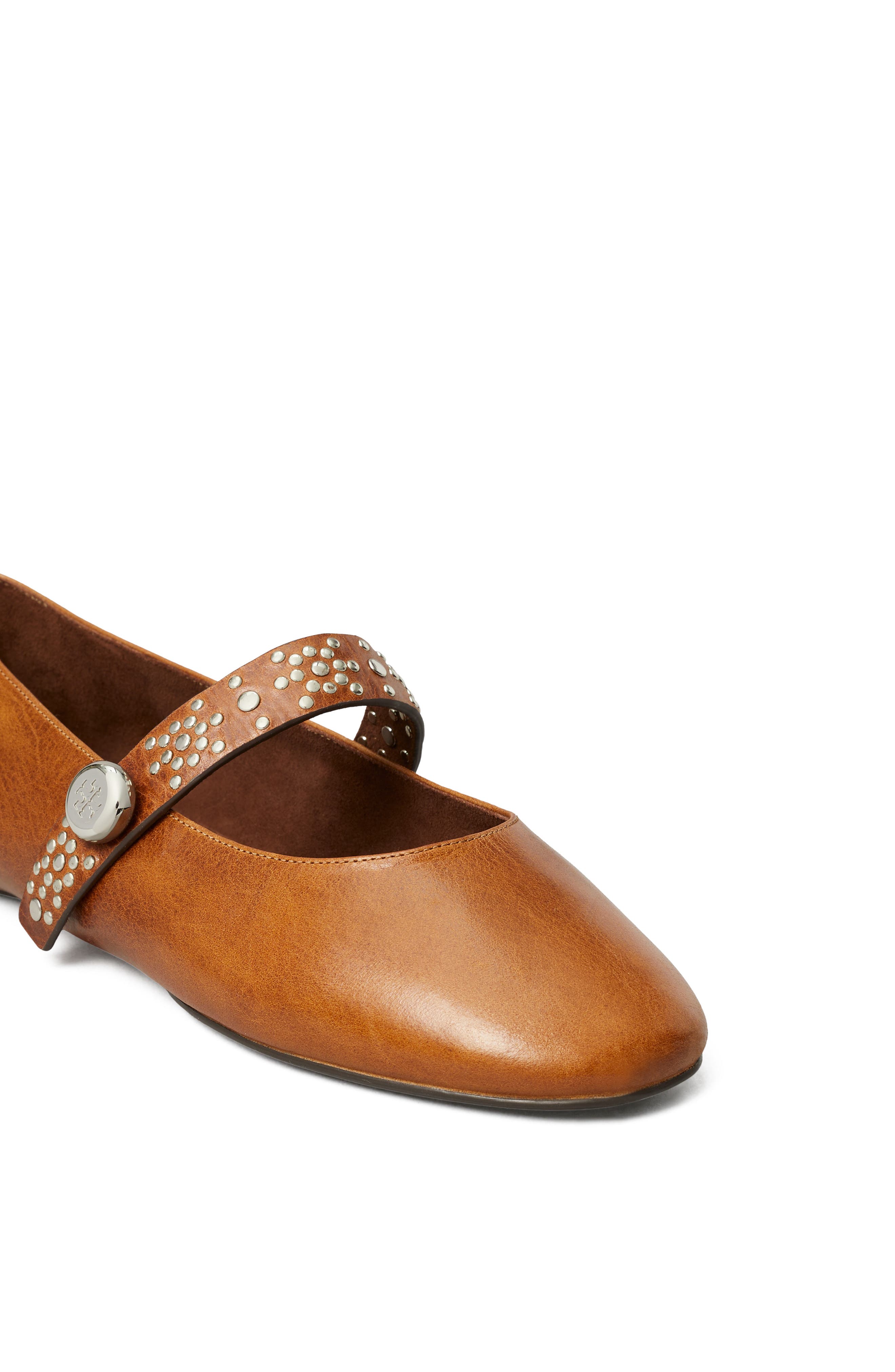 Romy Stud Leather Mary Jane Flat, Alternate, color, COGNAC