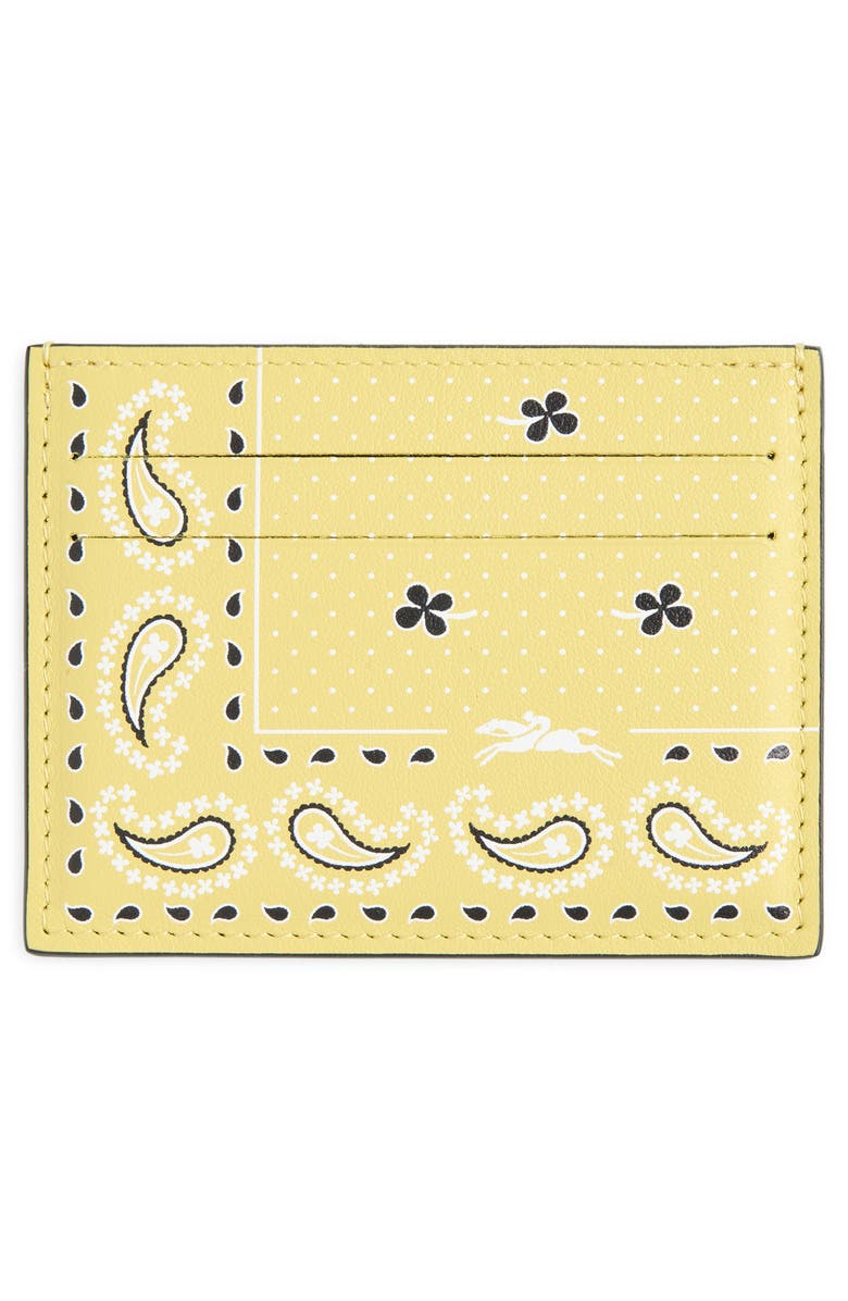 Longchamp Pocket Bandana Leather Card Holder, Alternate, color, Lime