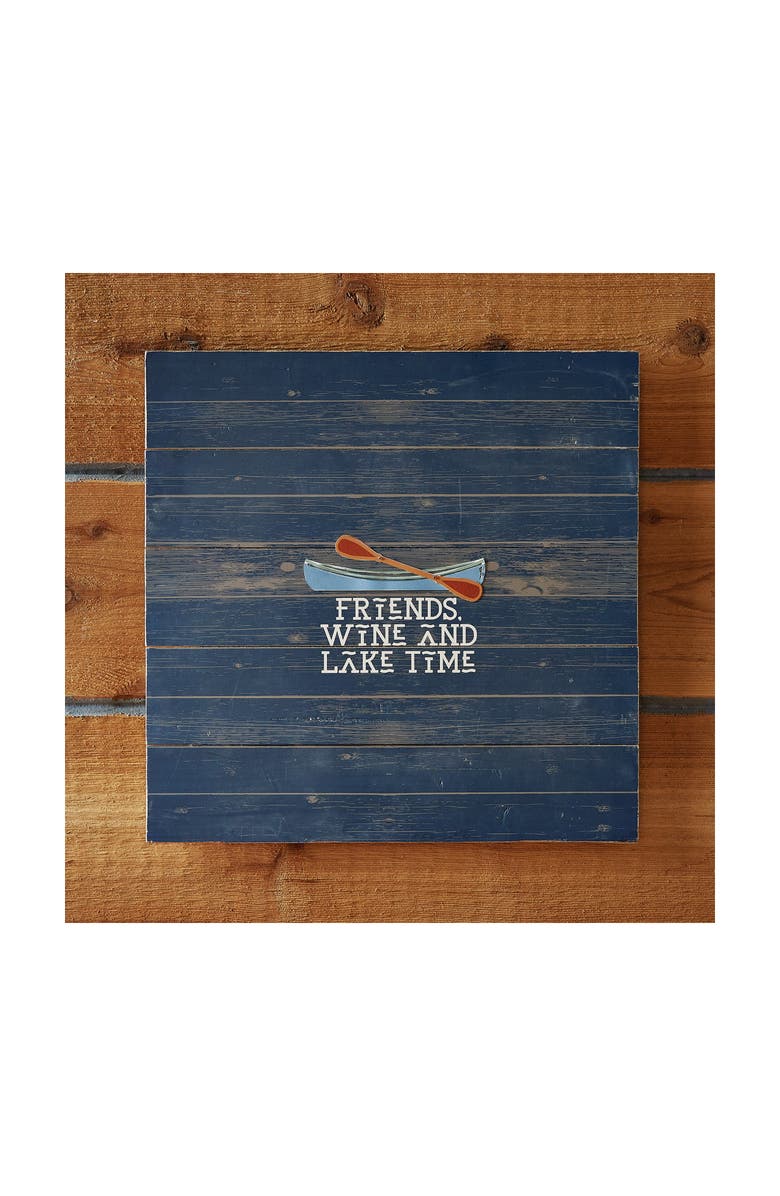 tag Friends Wine Time Wall Art Blue Multi Wood Sign Panel, Alternate, color, Blue
