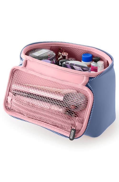Kusshi Small Neoprene Train Case In Pearl Blue/sand Pink