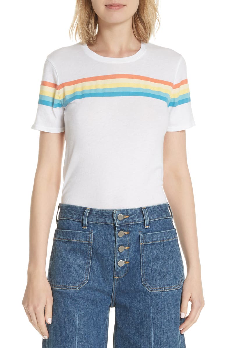 Elizabeth and James Rainbow Stripe Tee, Main, color,
